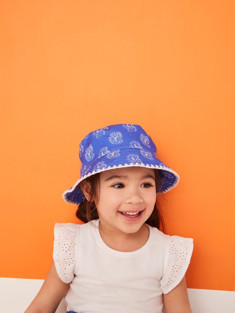 Blue/White Printed Bucket Hat (3mths-16yrs) - Image 1 of 4 Blue/White Printed Bucket Hat (3mths-16yrs) - Image 1 of 4