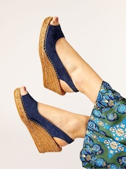 Jones Bootmaker Ladies Natural Rosanna Slingback Wedges - Image 1 of 6