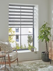 Charcoal Grey Marl Premium Ready Made Woven Day And Night Zebra Roller Blind - Image 1 of 6