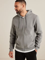 Pale Grey Zip Through Hoodie - Image 1 of 7