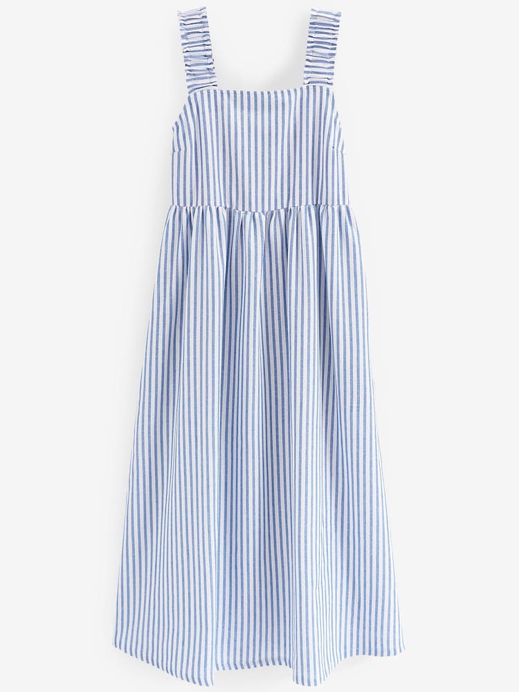 Blue Stripe Tie Back Midi Dress - Image 4 of 4
