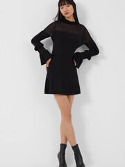 French Connection Lindsey Fit And Flare Black Dress - Image 1 of 4