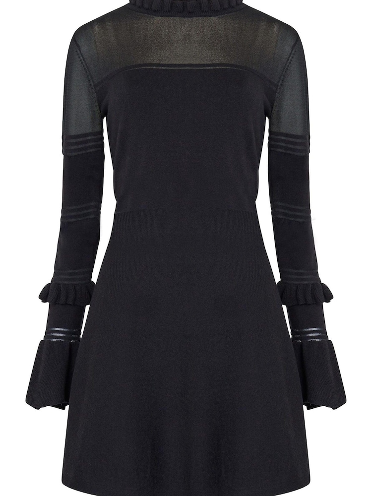 French Connection Lindsey Fit And Flare Black Dress - Image 4 of 4