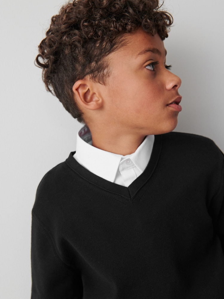 Clarks Black Long Sleeve School Knitted V-Neck Jumper - Image 9 of 9