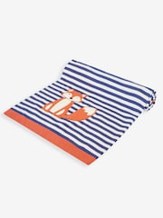 JoJo Maman Bébé Navy Stripe Fox Appliqué Shawl - Image 1 of 3