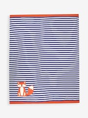 JoJo Maman Bébé Navy Stripe Fox Appliqué Shawl - Image 2 of 3