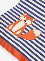 JoJo Maman Bébé Navy Stripe Fox Appliqué Shawl - Image 3 of 3
