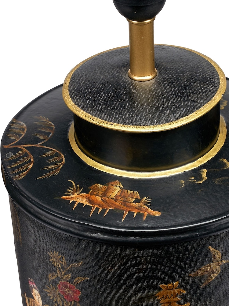 Pacific Green Landscape Black Hand Painted Metal Table Lamp - Image 2 of 3