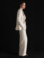 Atelier Satin Pinstripe Wide-Leg Trousers - Image 1 of 6