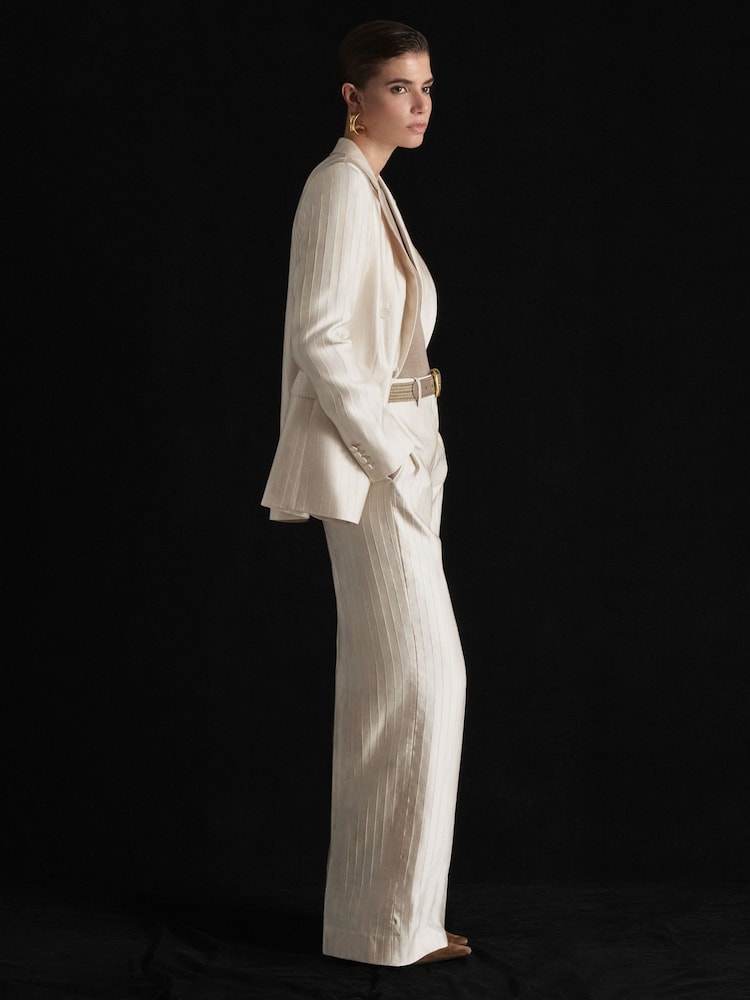Atelier Satin Pinstripe Wide-Leg Trousers - Image 1 of 6 Atelier Satin Pinstripe Wide-Leg Trousers - Image 1 of 6