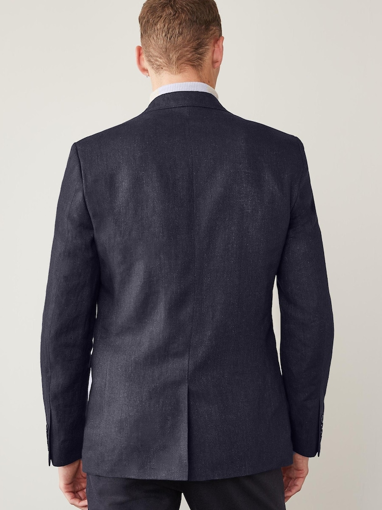 Navy Blue Signature Linen Blend Blazer - Image 2 of 8