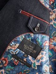 Navy Blue Signature Linen Blend Blazer - Image 6 of 8