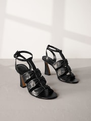 Black Signature Leather Bow Sandals - Image 1 of 6