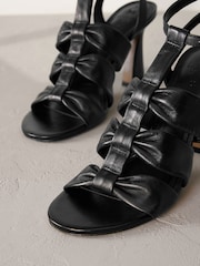 Black Signature Leather Bow Sandals - Image 3 of 6