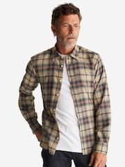 Oliver Sweeney Natural Censo Stone Brushed 100% Cotton Check Shirt - Image 1 of 7