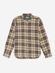 Oliver Sweeney Natural Censo Stone Brushed 100% Cotton Check Shirt - Image 7 of 7