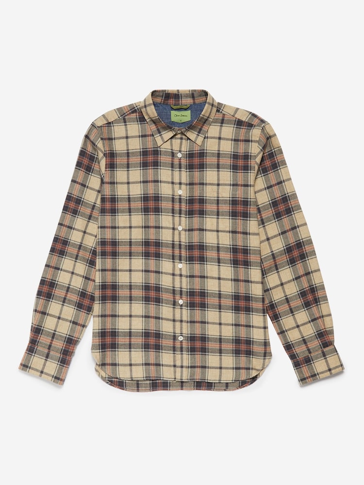 Oliver Sweeney Natural Censo Stone Brushed 100% Cotton Check Shirt - Image 7 of 7