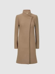 Reiss Camel Mia Wool Blend Mid-Length Coat - Image 2 of 7