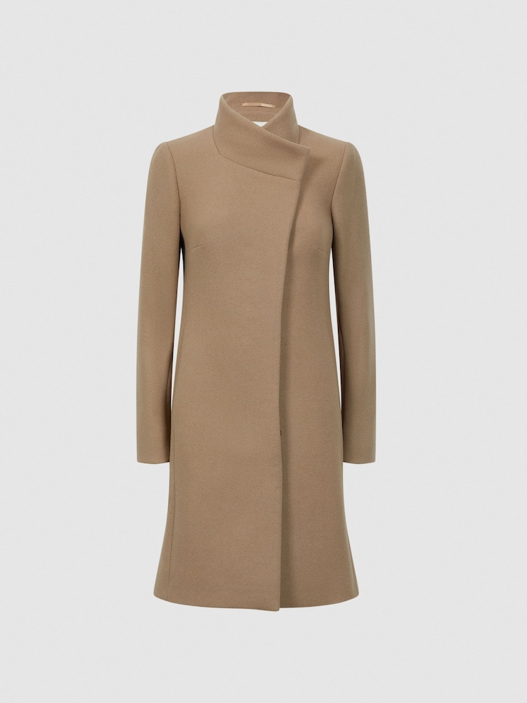 Reiss Camel Mia Wool Blend Mid-Length Coat - Image 2 of 7