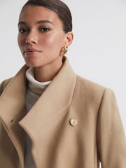 Reiss Camel Mia Wool Blend Mid-Length Coat - Image 4 of 7