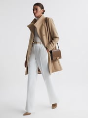 Reiss Camel Mia Wool Blend Mid-Length Coat - Image 5 of 7