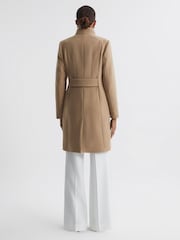 Reiss Camel Mia Wool Blend Mid-Length Coat - Image 6 of 7