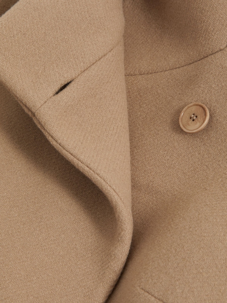 Reiss Camel Mia Wool Blend Mid-Length Coat - Image 7 of 7