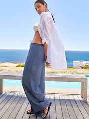 Grau - Utility-Hose mit weitem Bein und Taschen - Bild 1 von 6