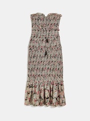 River Island Shirred Black Midi Dress - Image 4 of 4