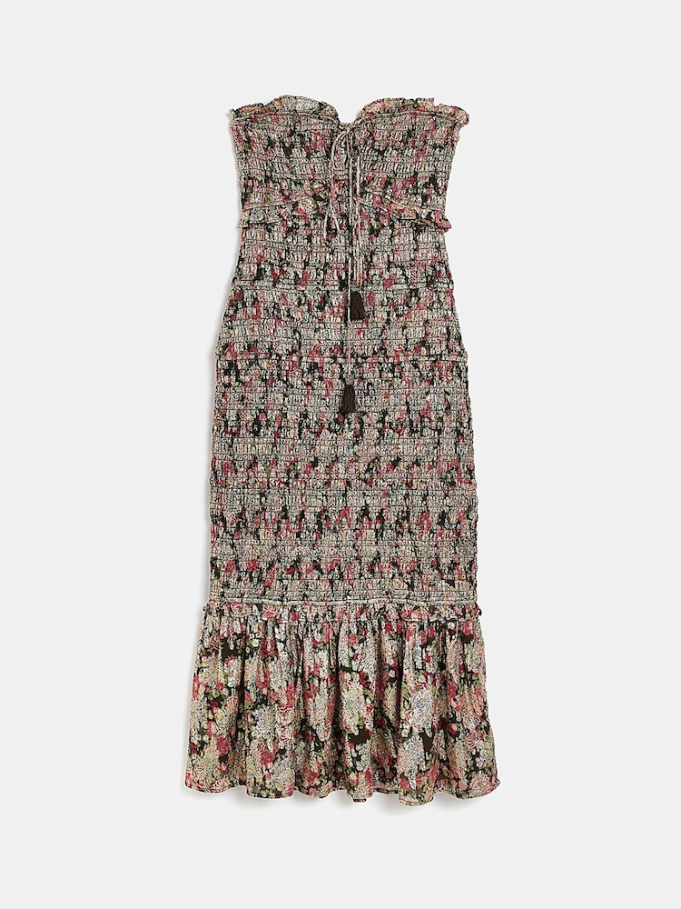 River Island Shirred Black Midi Dress - Image 4 of 4