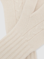 Крем - Reiss Lucinda Wool-Blend Cable-Knit Gloves with Cashmere - 3суретінің 3 суреті
