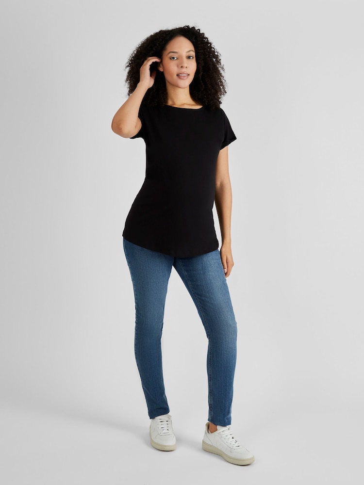 Zwart - Jojo Maman Bébé - Katoenen boyfriend-T-shirt voor zwangerschap - Image 3 of 6