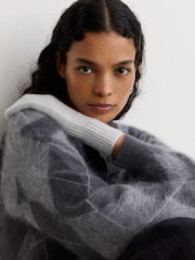 Reiss Grey Issie Wool-Blend Knitted Gloves with Cashmere - Image 1 of 3