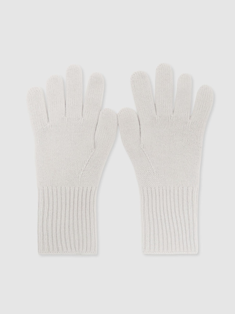Reiss Grey Issie Wool-Blend Knitted Gloves with Cashmere - Image 2 of 3