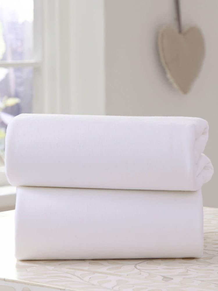 Clair De Lune White Travel 100% Cotton Fitted Sheet - Image 1 of 3