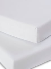 Clair De Lune White Travel 100% Cotton Fitted Sheet - Image 2 of 3