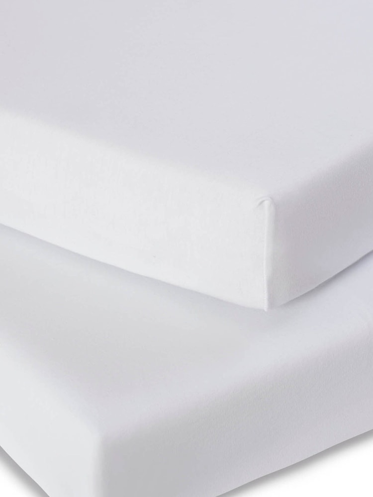 Clair De Lune White Travel 100% Cotton Fitted Sheet - Image 2 of 3