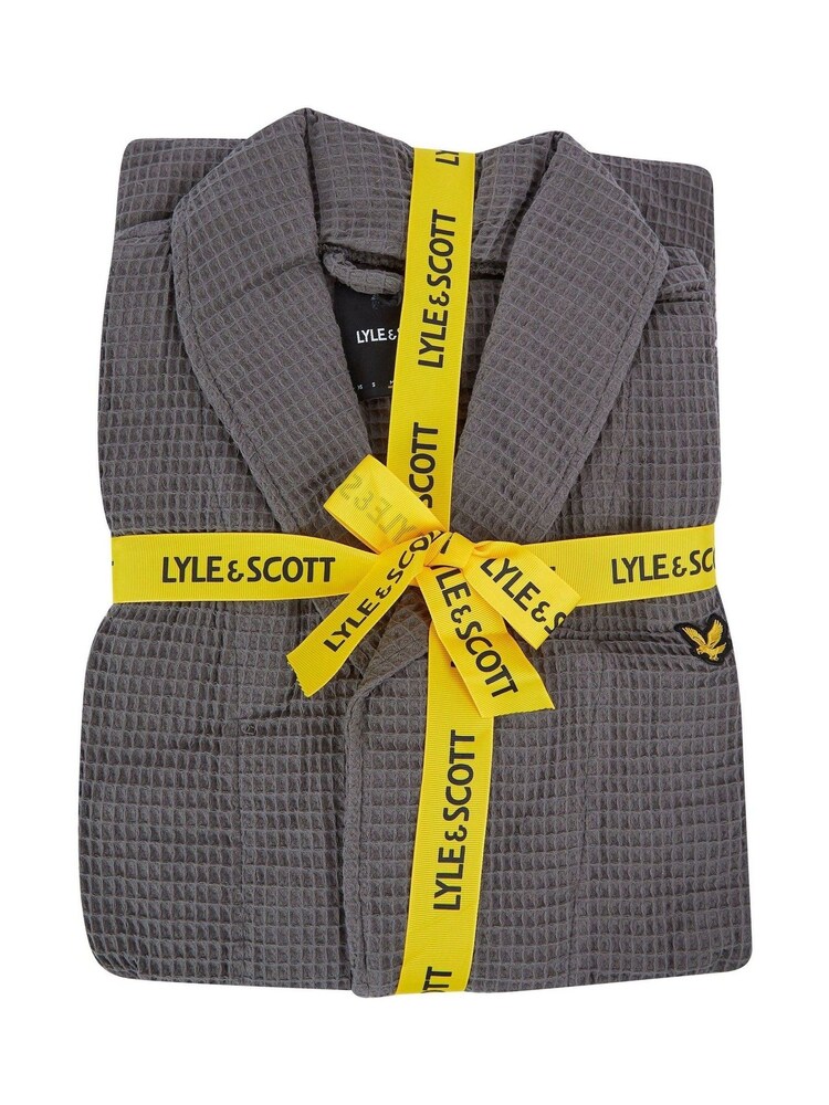 Lyle & Scott Grey 100% Cotton Craig Premium Bathrobe - Image 3 of 3 Lyle & Scott Grey 100% Cotton Craig Premium Bathrobe - Image 3 of 3