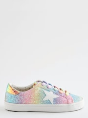 Rainbow Pastel Glitter Star Lace-Up Trainers - Image 1 of 4