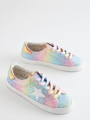 Rainbow Pastel Glitter Star Lace-Up Trainers - Image 2 of 4