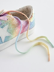 Rainbow Pastel Glitter Star Lace-Up Trainers - Image 4 of 4