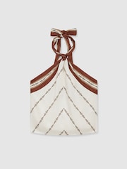 Reiss Ivory Jayce Chain-Print Halterneck Top - Image 2 of 6