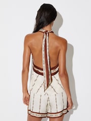 Reiss Ivory Jayce Chain-Print Halterneck Top - Image 3 of 6