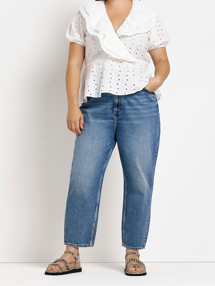 River Island Plus White One Shoulder Top With Ruffle - Image 1 of 3 River Island Plus White One Shoulder Top With Ruffle - Image 1 of 3