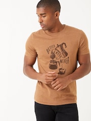 FatFace Brown Slogan Raglan T-Shirt - Image 1 of 4