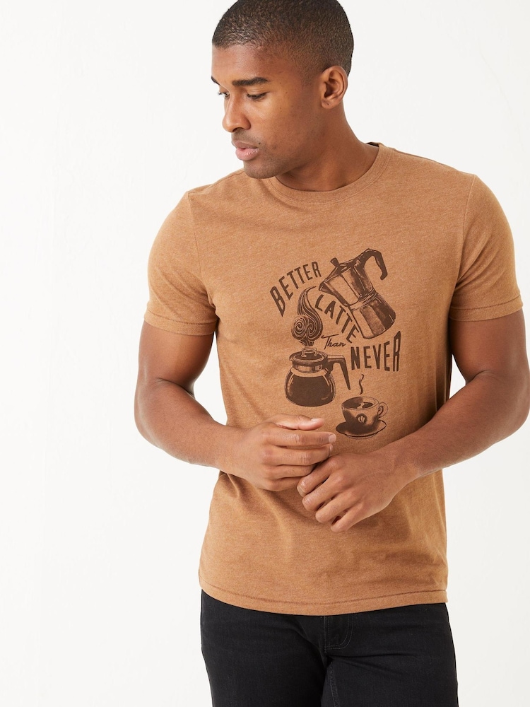 FatFace Brown Slogan Raglan T-Shirt - Image 1 of 4