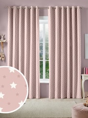 Blush Pink Kids Ditsy Stars Made To Measure 100% Cotton Curtains - Image 1 of 9