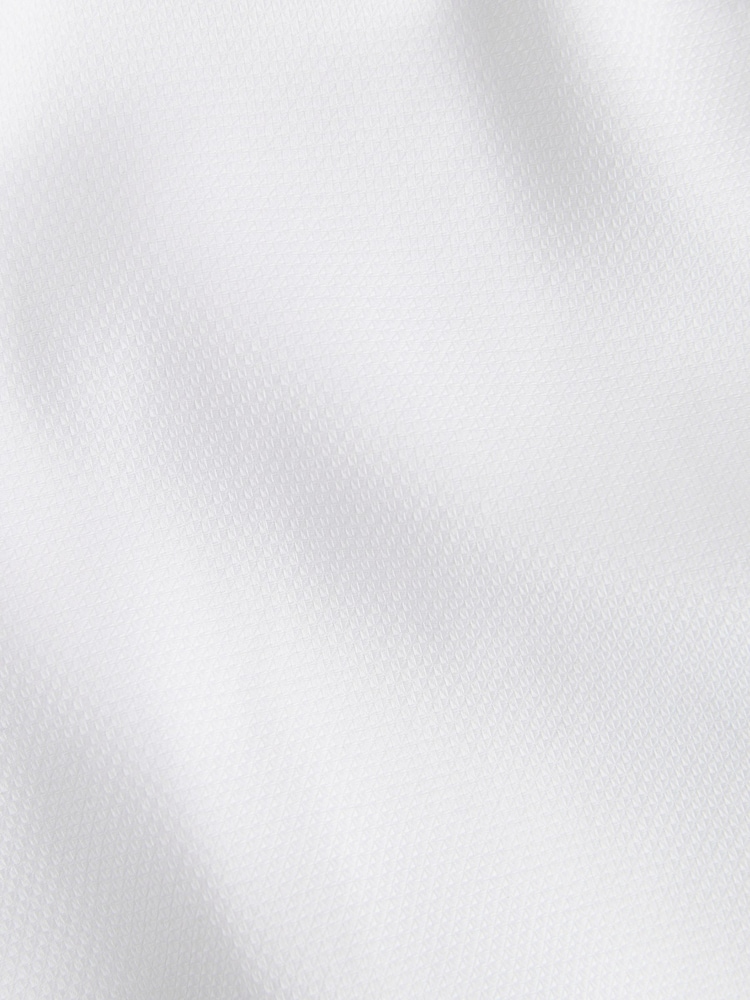 White Slim Fit 100% Cotton Signature Textured Double Cuff Shirt With Trim Detail - Image 9 of 9