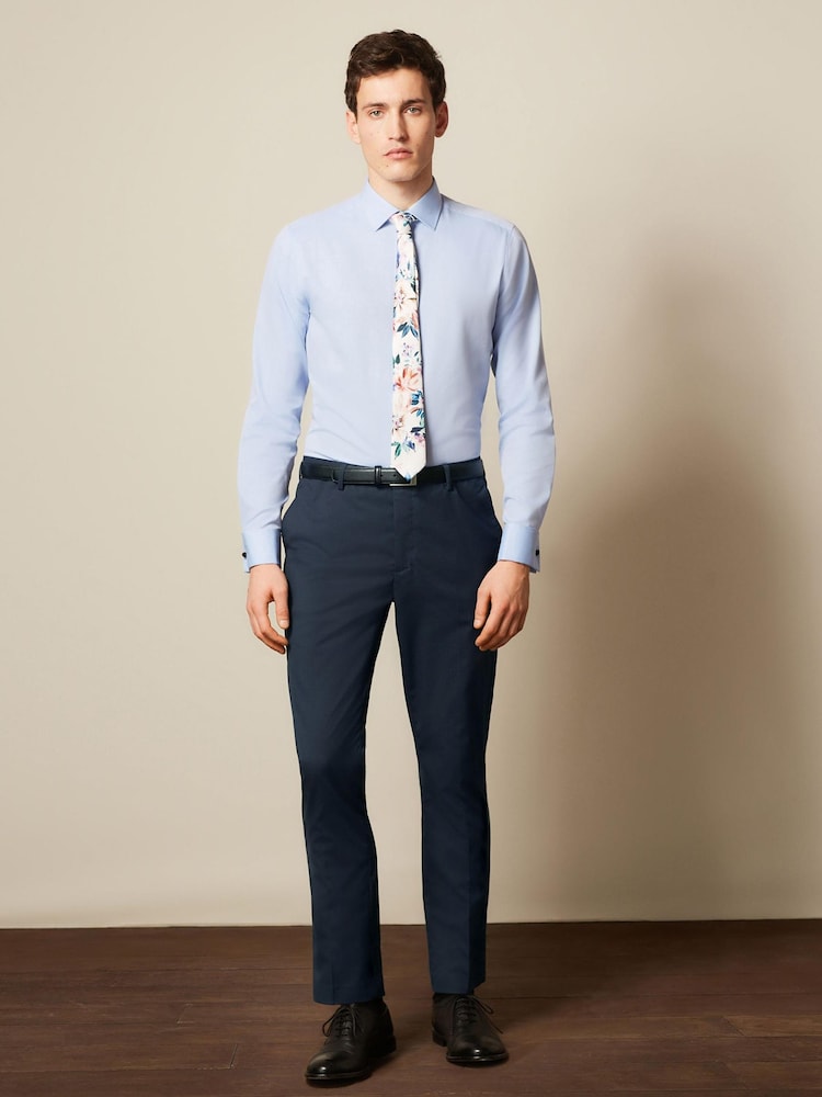 Navy Slim Textured Trousers - Image 2 of 7