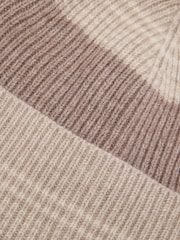 Reiss Neutral Freya Wool-Blend Striped Rib-Knit Beanie - Image 4 of 4